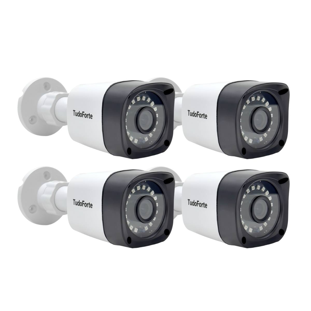 Kit 4 Câmeras de Segurança Full HD 1080p 2MP Bullet 20 Metros Infravermelho Lente 2.8mm Tudo Forte